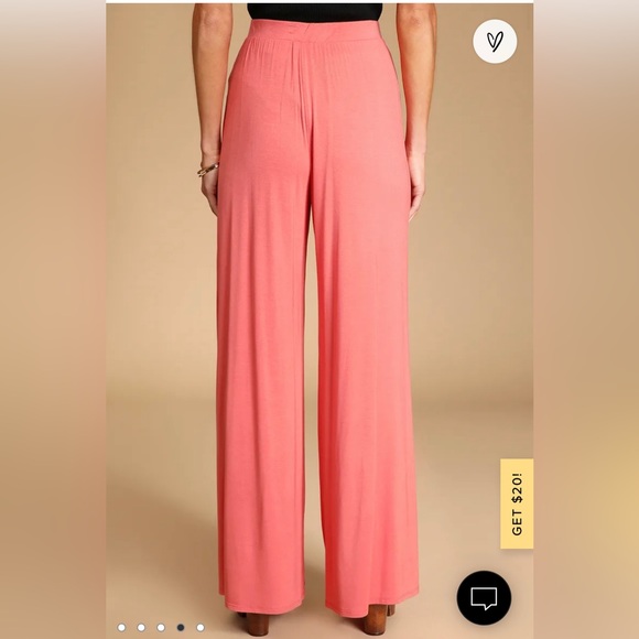 Lulus Knockout Coral Pink Wide Leg Pants - Picture 4 of 6